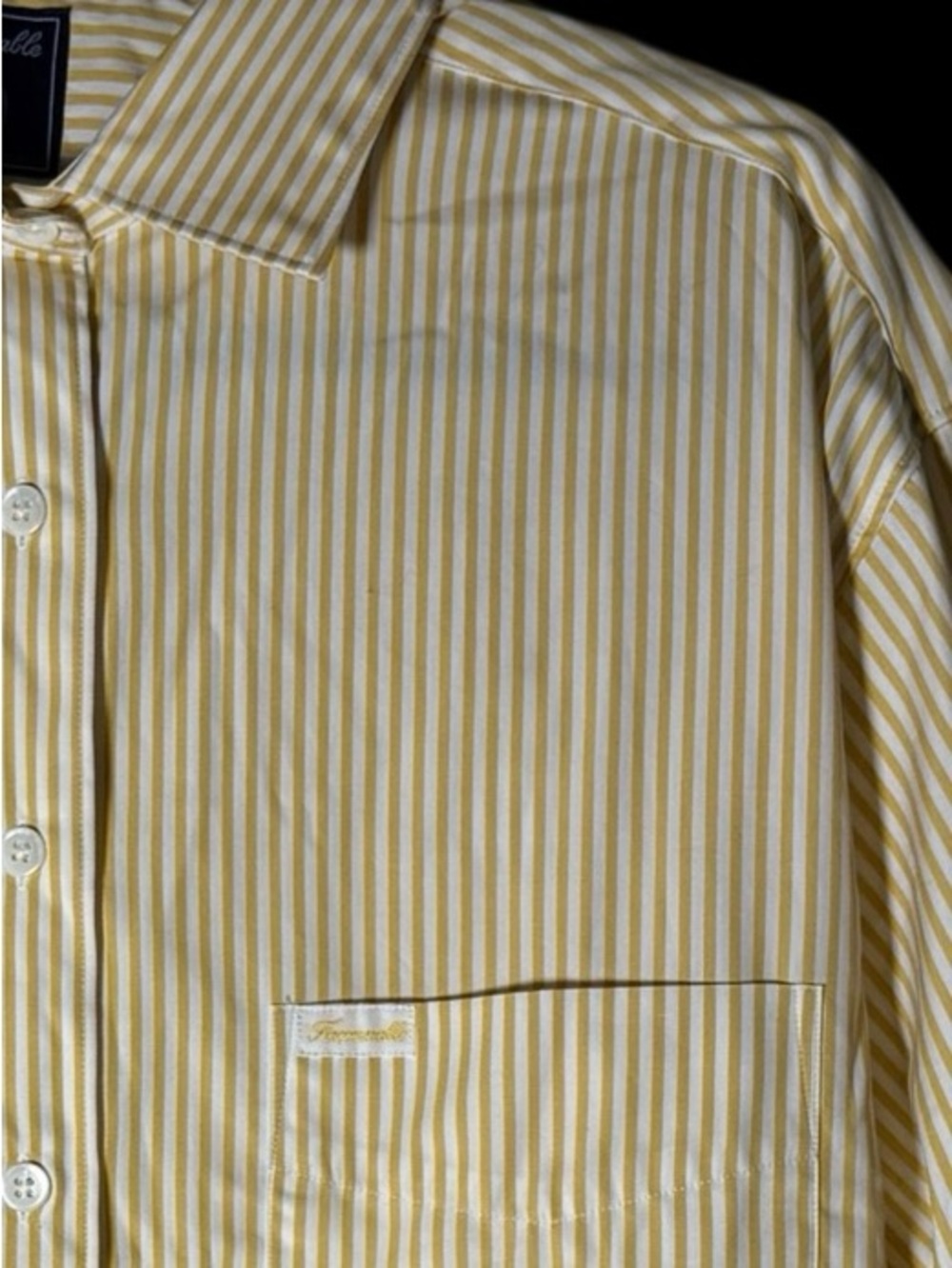Faconnable Yellow & White Striped Casual Button-Down Shirt